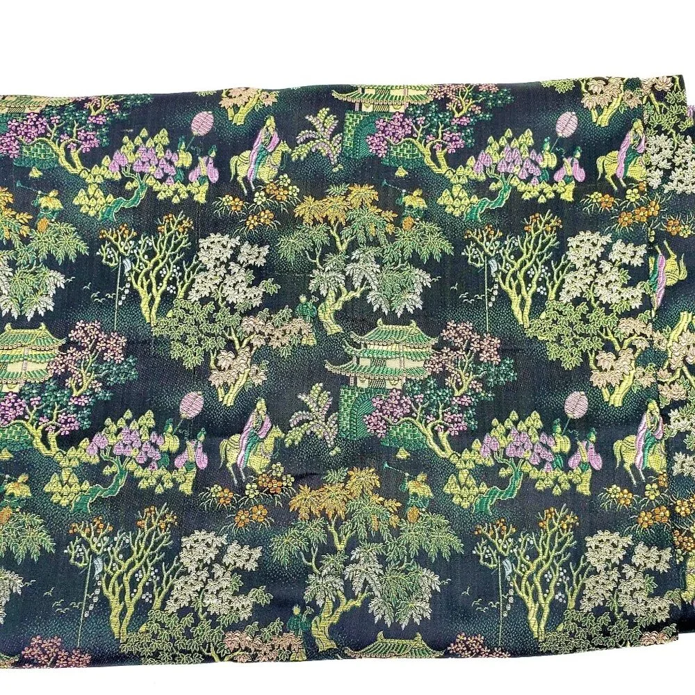 Vtg 100% Silk Brocade Jacquard Fabric By Yard - Picture 4 of 6